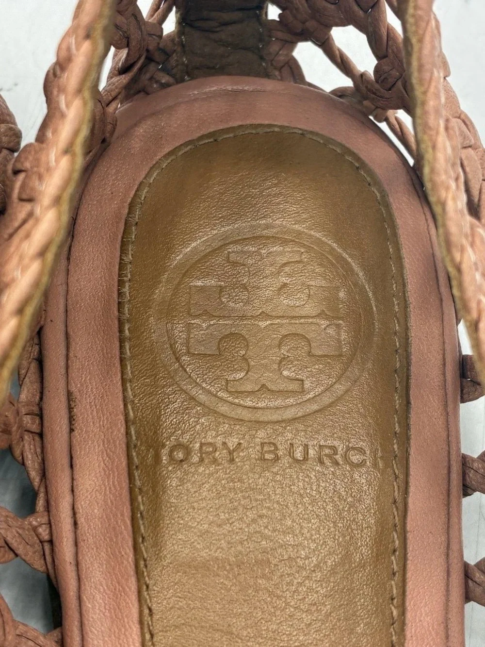 Tory Burch Woven Bow Flats in Tan